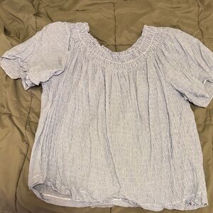 Blue and white stripe flowy top